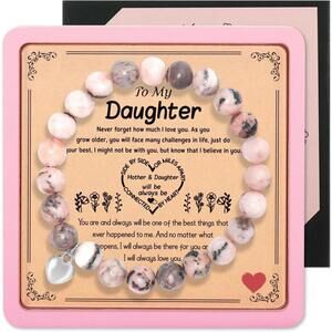 Natural Stone Daughter Bracelet with Heart Charm‎